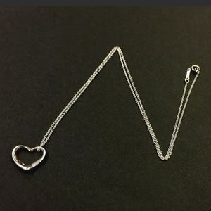 💖TIFFANY&CO. Silver 925 Elsa Peretti Open Heart Pendant Necklace